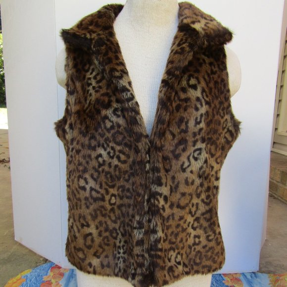 Parkhurst Vest Leopard Print Fur Size S/P - Picture 1 of 6